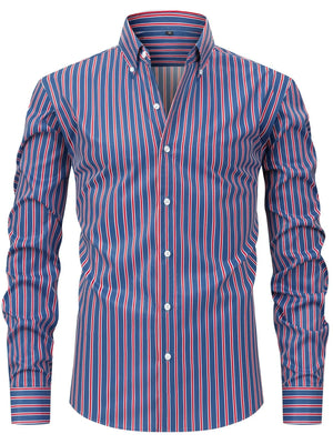Men's Full Size Striped Button-Down Shirt Plus Size