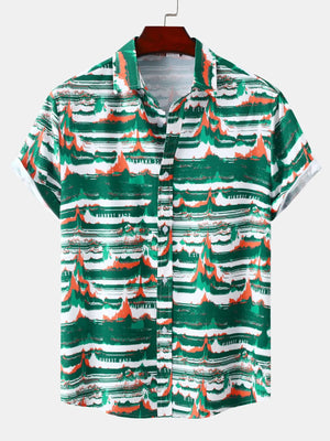 Men's Plus Size Tropical Print Short Sleeve Hawaiian Beach Shirt