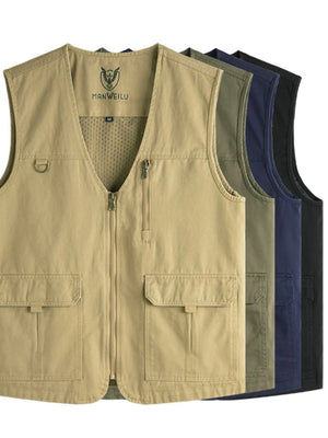 Men's Plus Size Zip Up V-Neck Vest