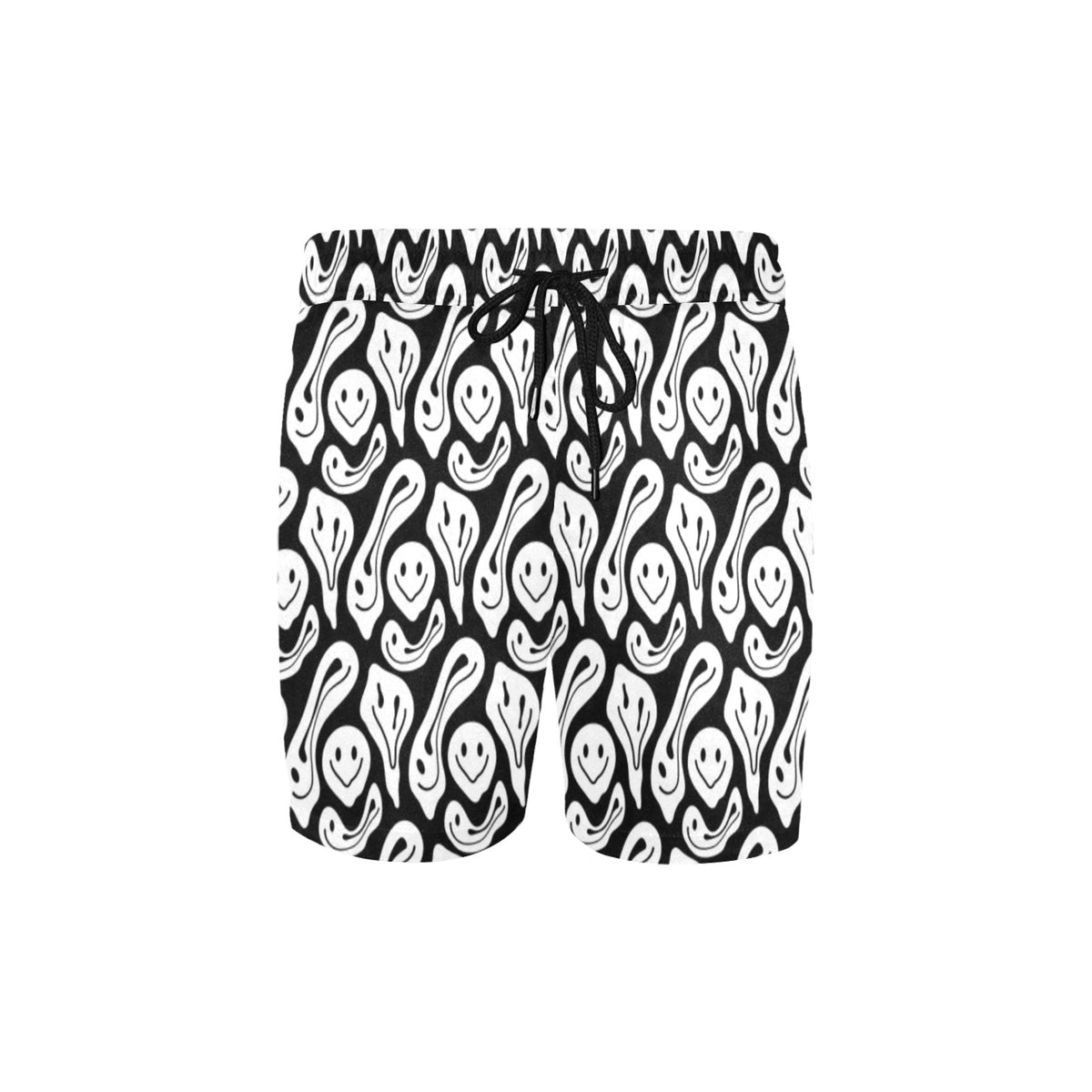 Trippy Black And White Graphic Men's Mid-Length Swim Shorts