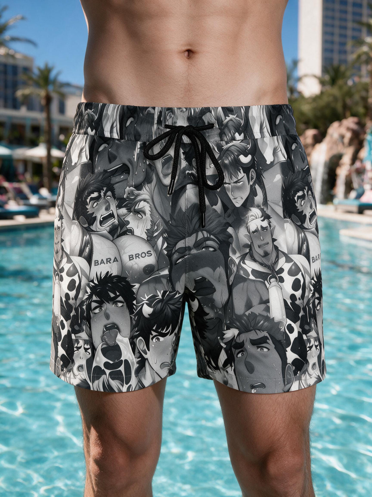 Bara Art All Over Print Swim Shorts