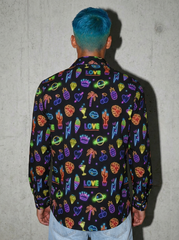 Neon Sign Pattern Mens Long Sleeve Shirt
