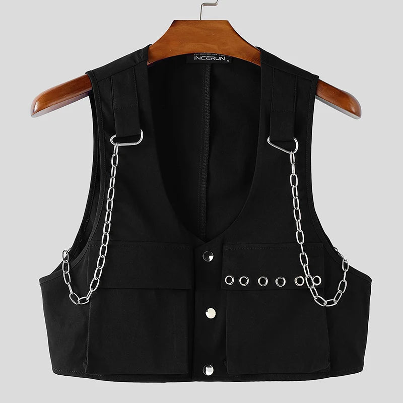 Vests Solid Men's Crop Top