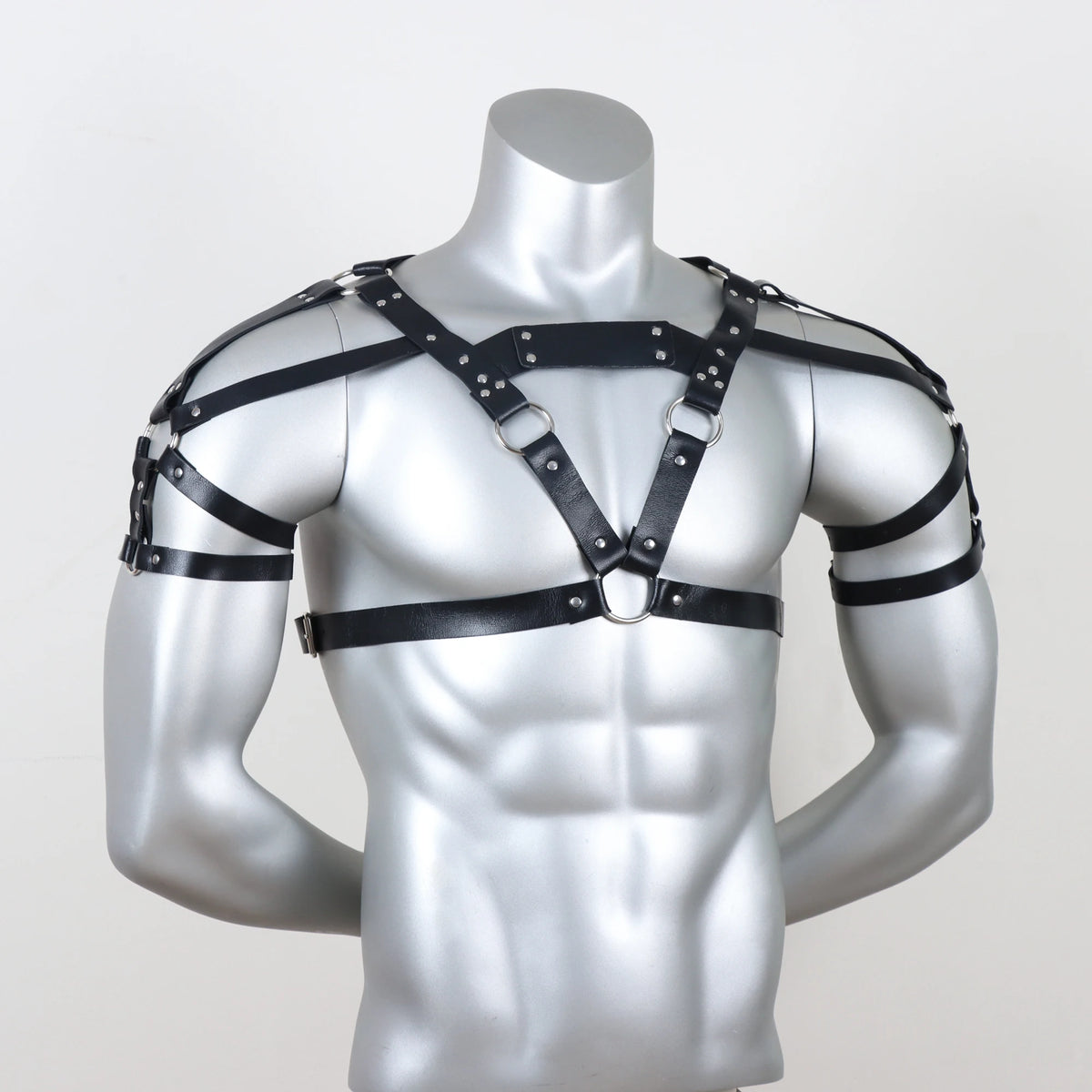 PUNK RAVE Men Black PU Steampunk Gothic Armour Harness Top Party Belt,for Themed Parties, Father's Day, Mardi Gras
