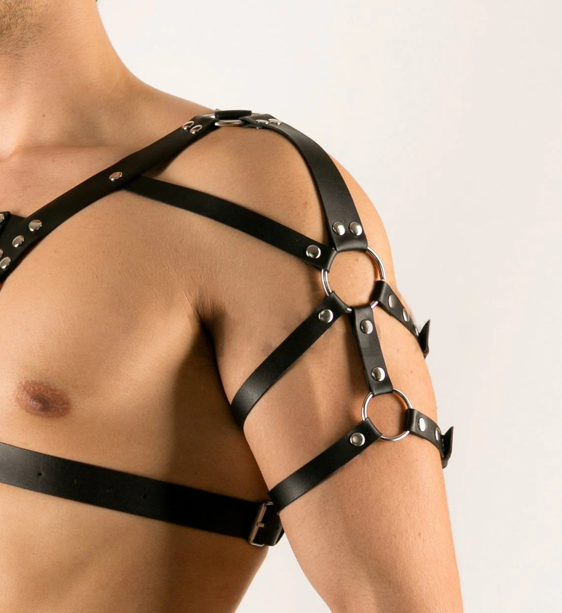 PUNK RAVE Men Black PU Steampunk Gothic Armour Harness Top Party Belt,for Themed Parties, Father's Day, Mardi Gras