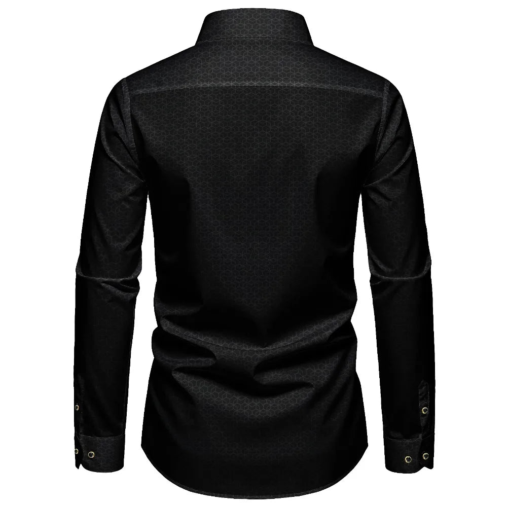 FGKKS Men Black Shirt Brand New European Luxury Plaid Long Sleeve Smart Casual Elastic Wrinkle-free Male Business Dress Shirts