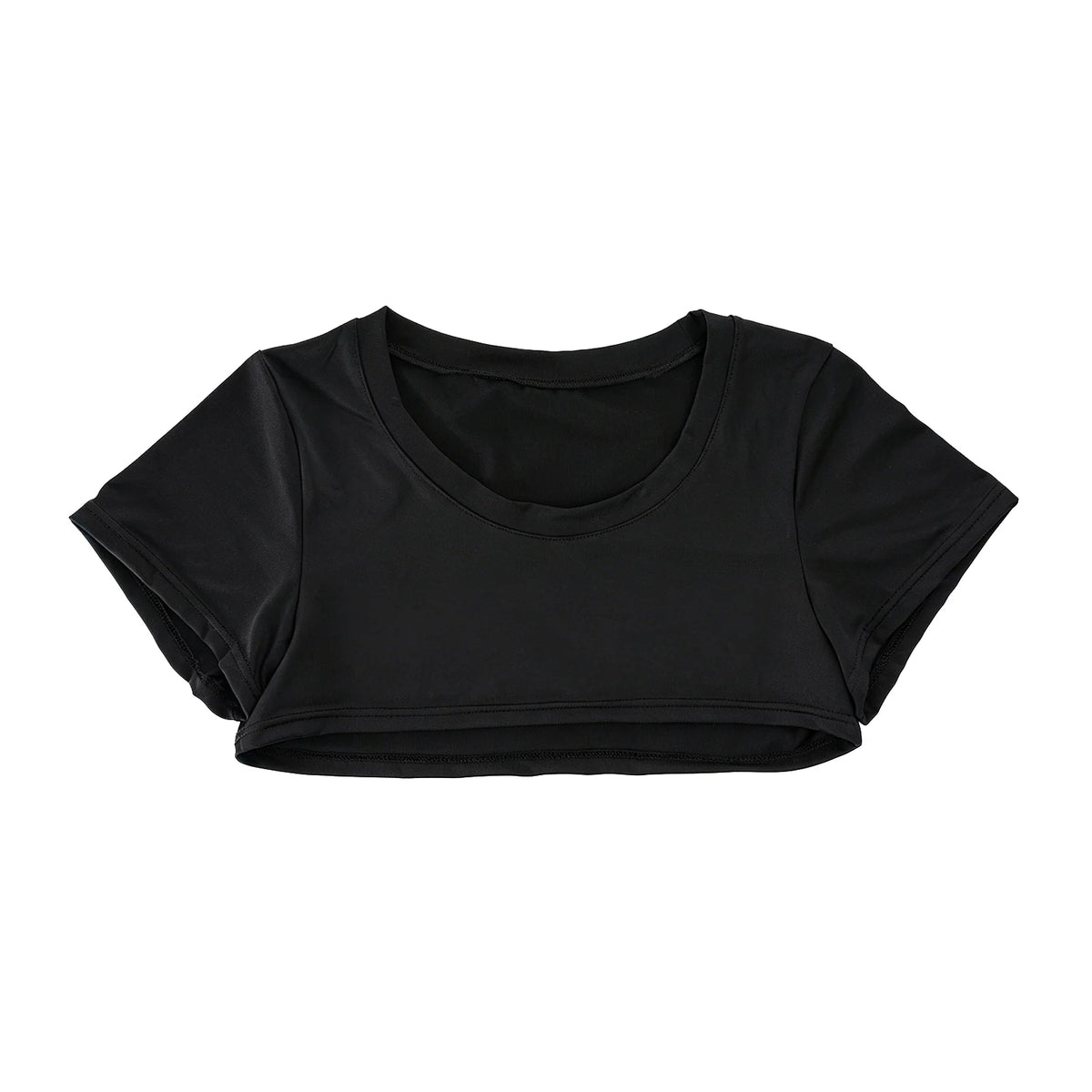 Black Crop Top Short Sleeve Men Half Tops Slim Fit Muscle Athletic Workout Gym Sport T-Shirt Training Running Cropped