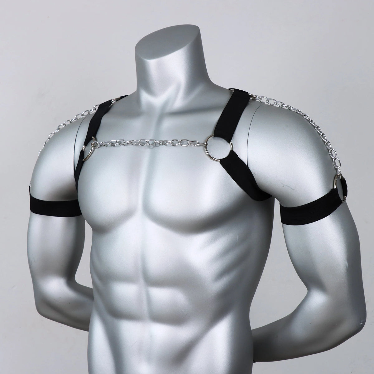 Men Adjustable Men Chest Harness with Metal Chain Punk Style Chest Suspender for Cosplay Party Halloween Valentine's Day