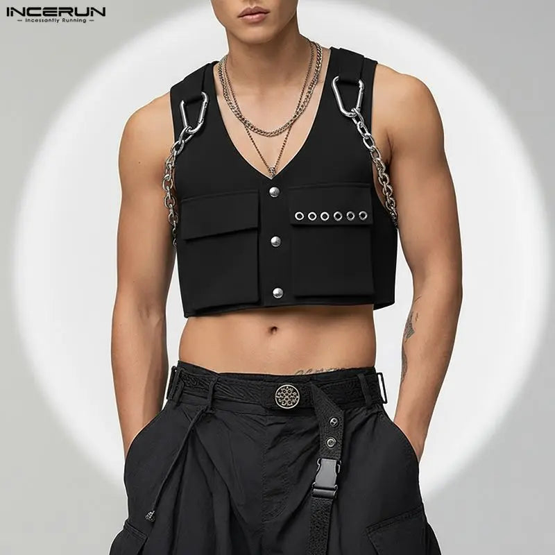 Vests Solid Men's Crop Top