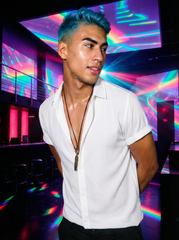 Men's Plus Size Casual Short Sleeve Button Down Shirt