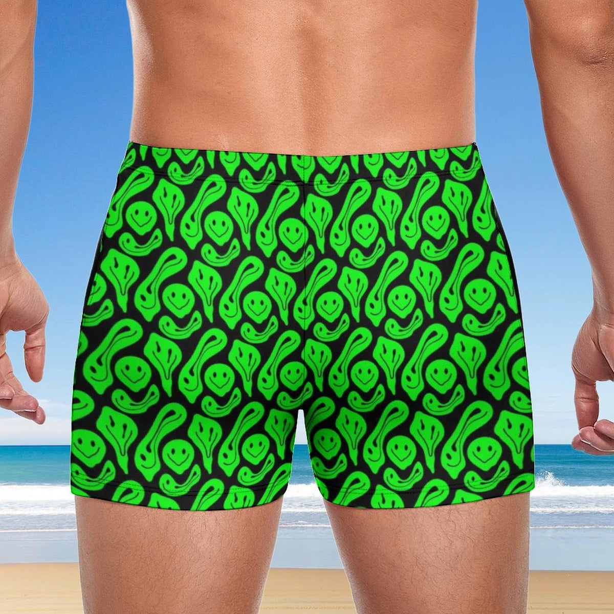 Men's white polyester swim shorts