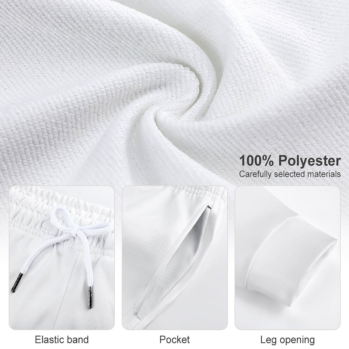 Men's white polyester bottoms