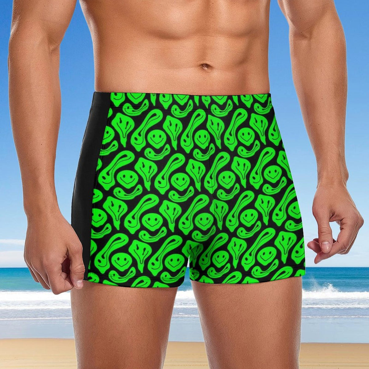 Men's white polyester swim shorts