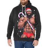 Candy Cane Sexy Bara Men's Long Sleeve Fleece Hoodie - Bara Bros