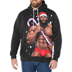 Candy Cane Sexy Bara Men's Long Sleeve Fleece Hoodie - Bara Bros