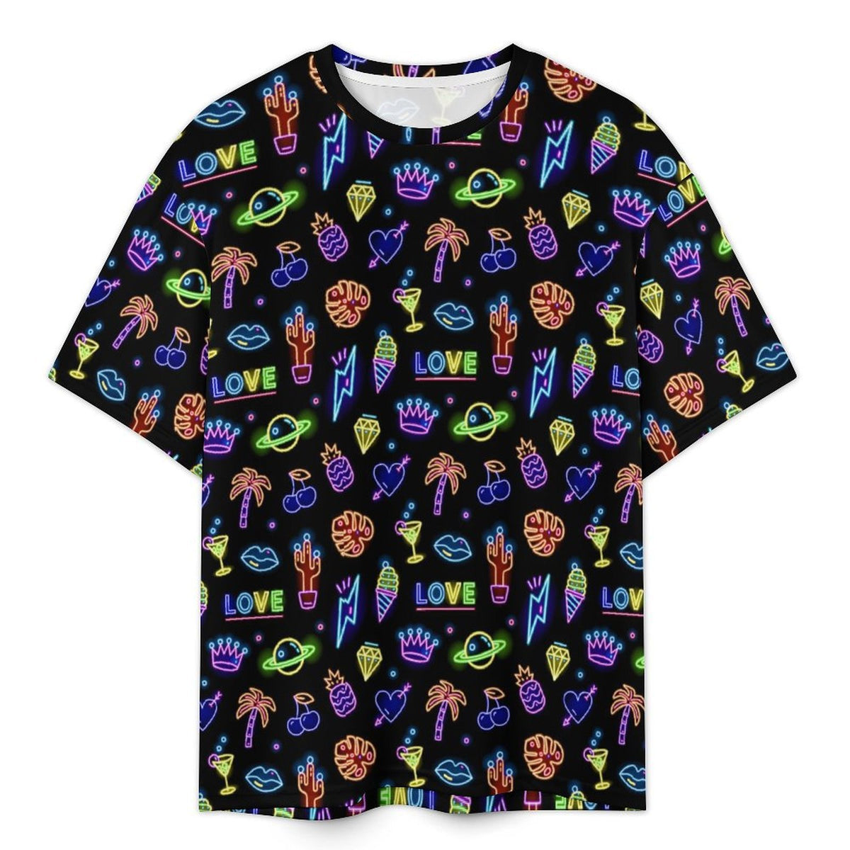 Pride Neon Sign Men's Plus Size Drop Shoulder T-Shirt