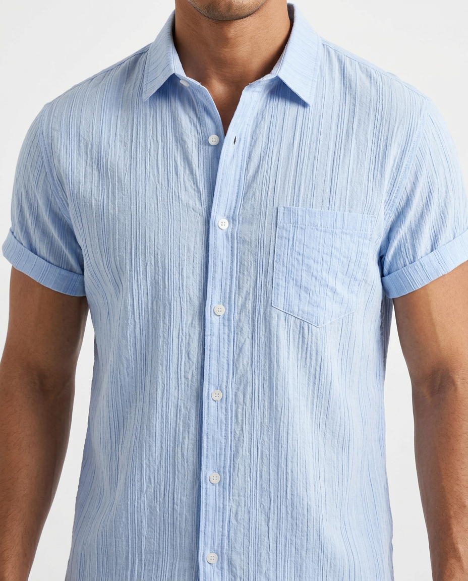 Men's Short Sleeve Button Down Shirt with Chest Pocket