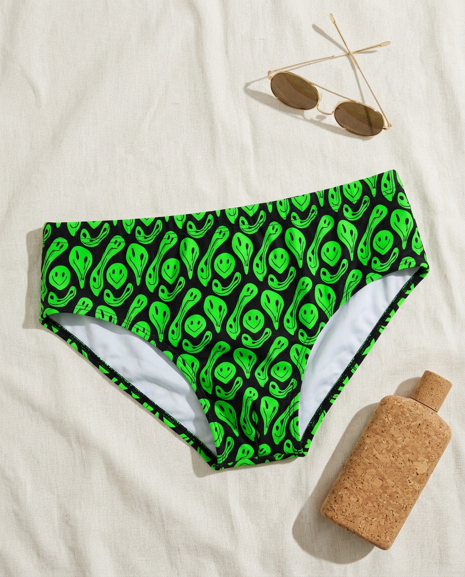 Trippy Smiley Pattern Men's Swimming Briefs