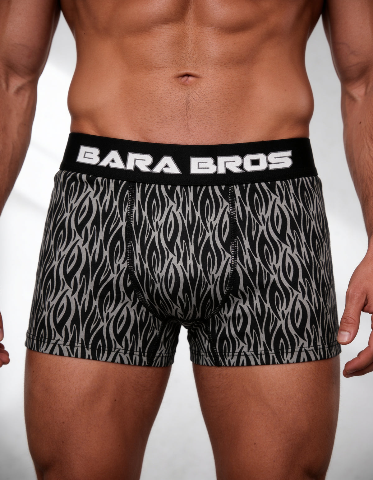 Sexy Grey And Black Contrast Pattern Men's Boxer Briefs
