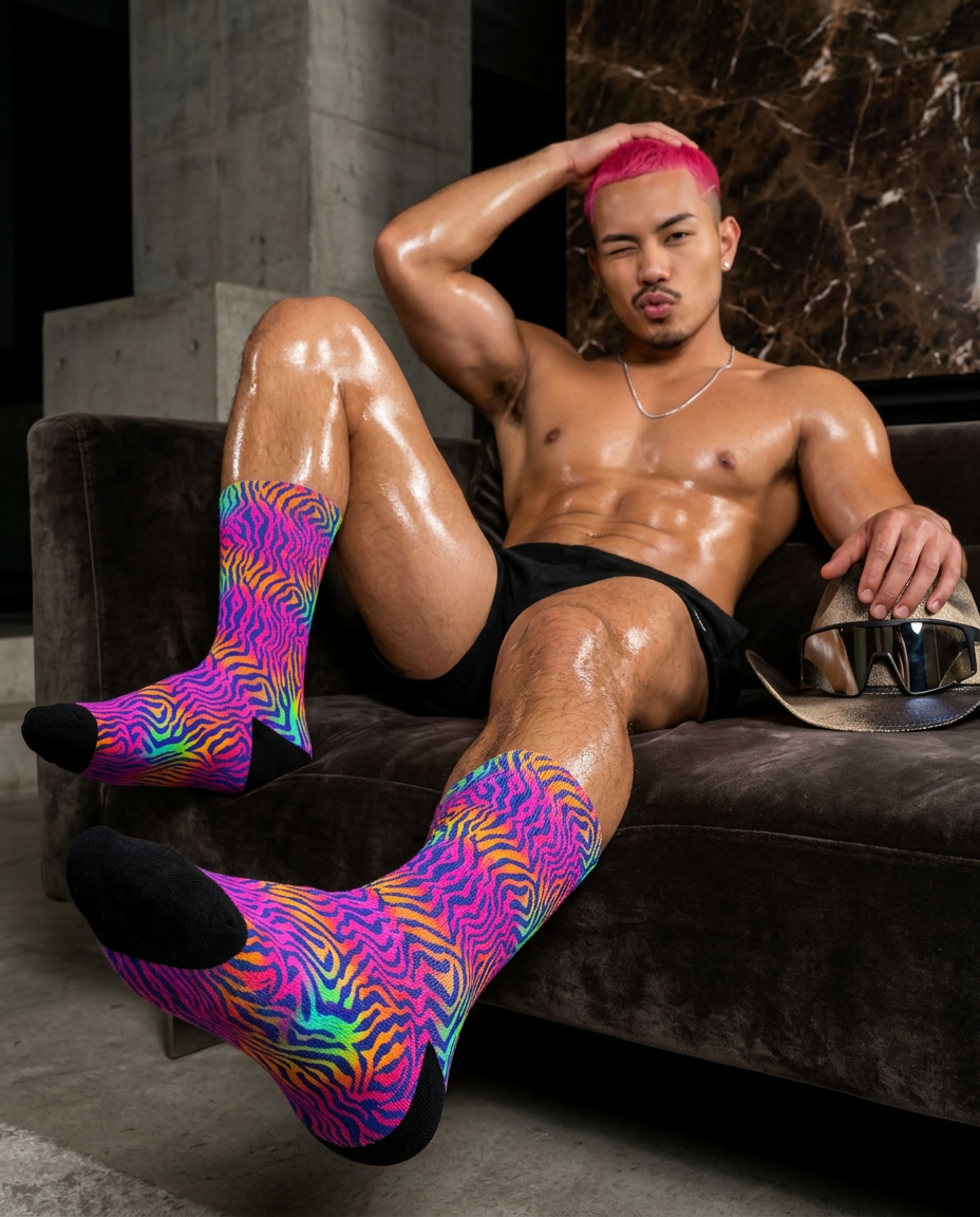Bright Colorful Zebra Print Men's Socks
