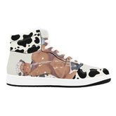 Color-Block Cow Pattern Bara Anime Men's High Top Sneakers - Barabros