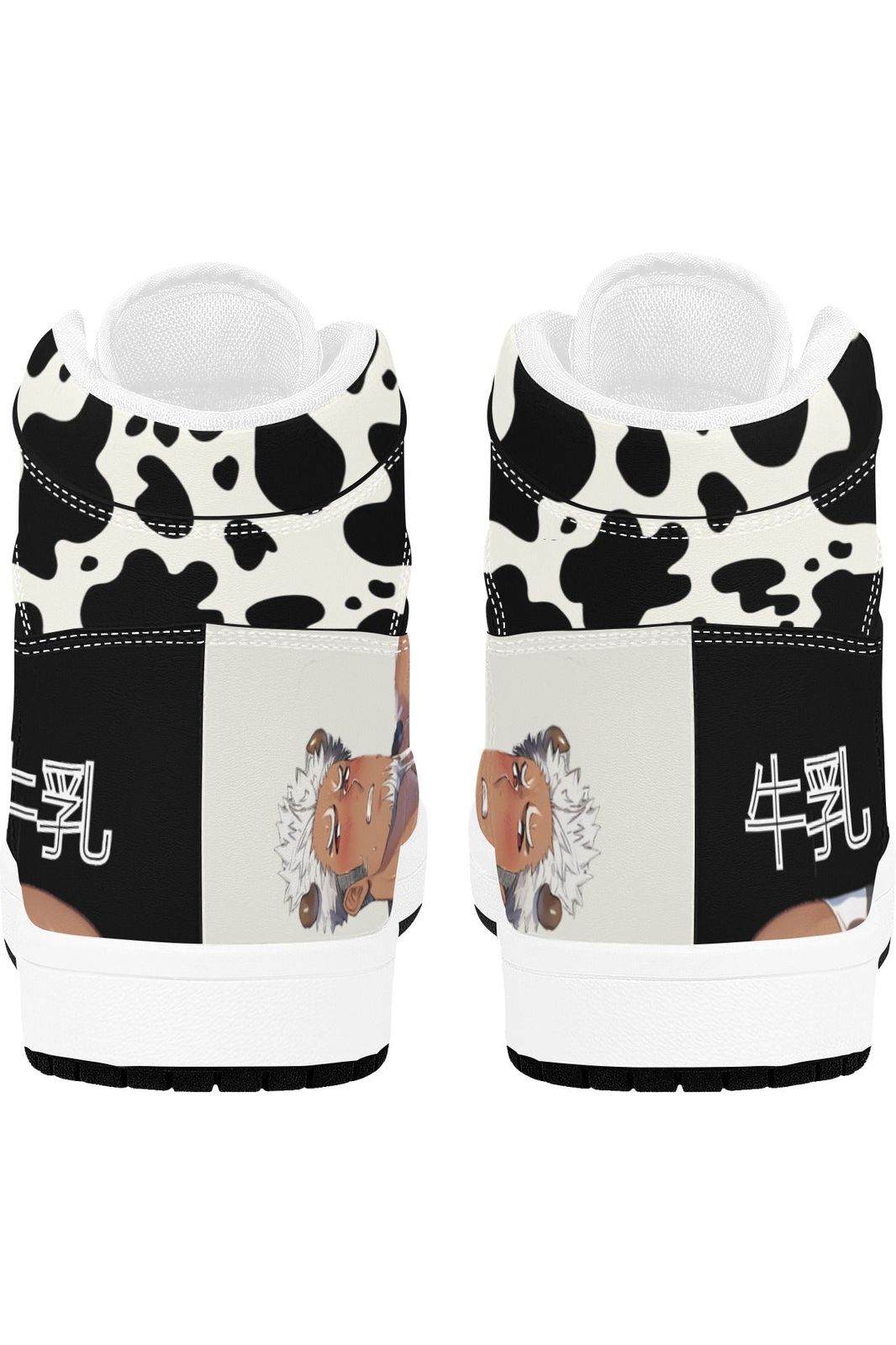 Color-Block Cow Pattern Bara Anime Men's High Top Sneakers - Barabros