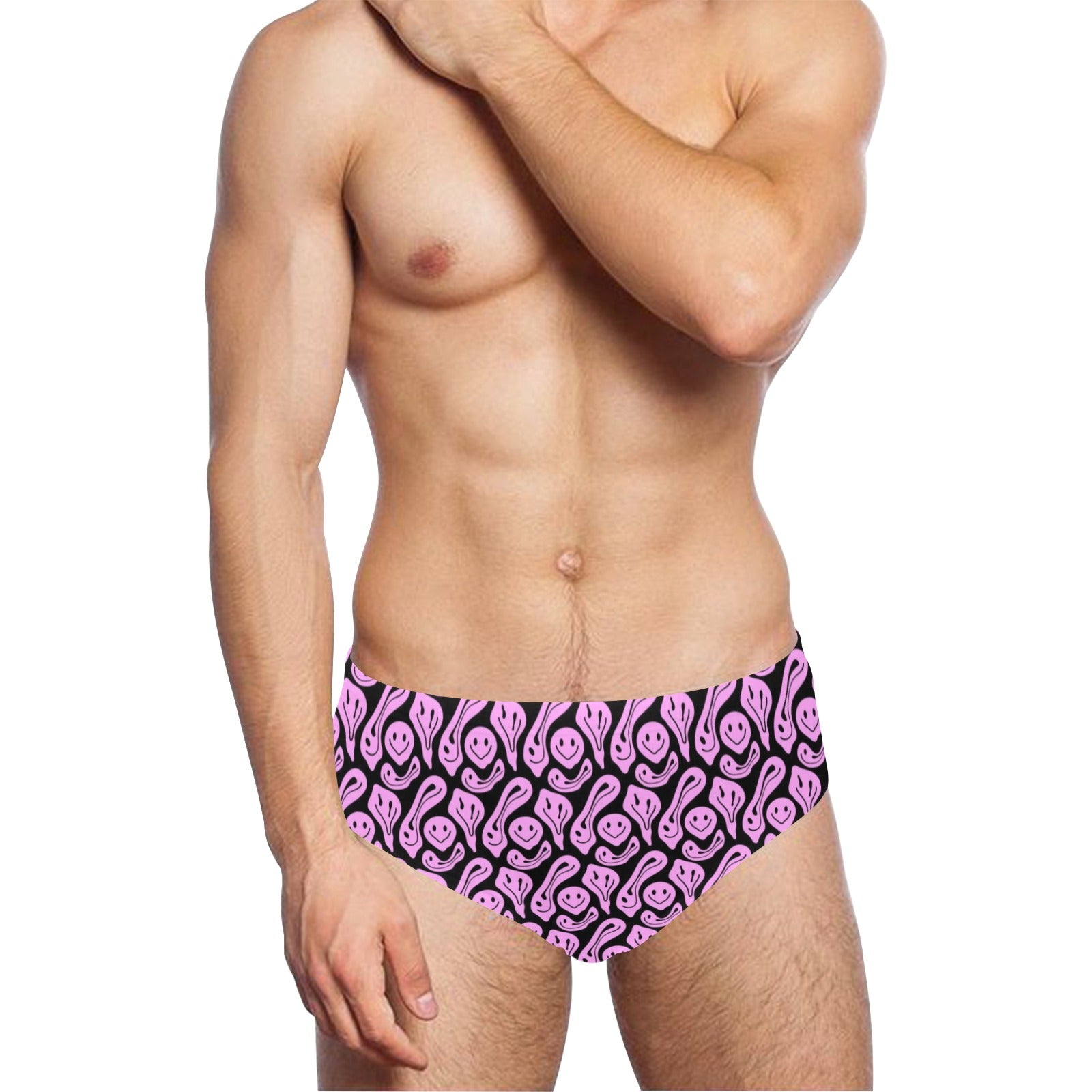 Pink Trippy Smiely Men's Swimming Briefs Main image