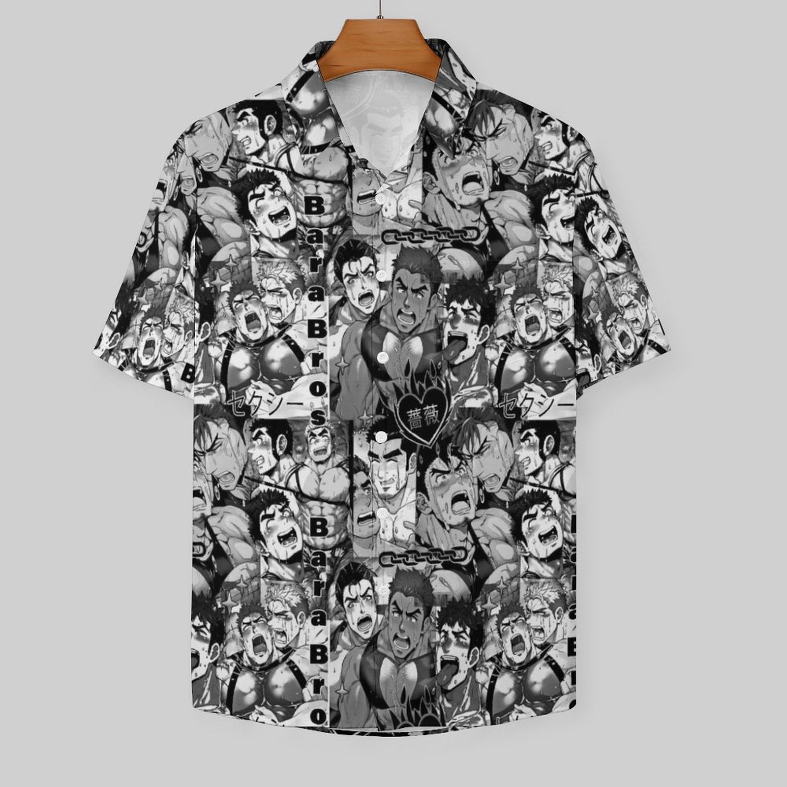 Men’s Gay Bara Art Button-Up Shirt – Stylish Gay Anime Shirt Secondary image