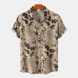 Men's Plus Size Floral Print Short Sleeve Button Down Shirt