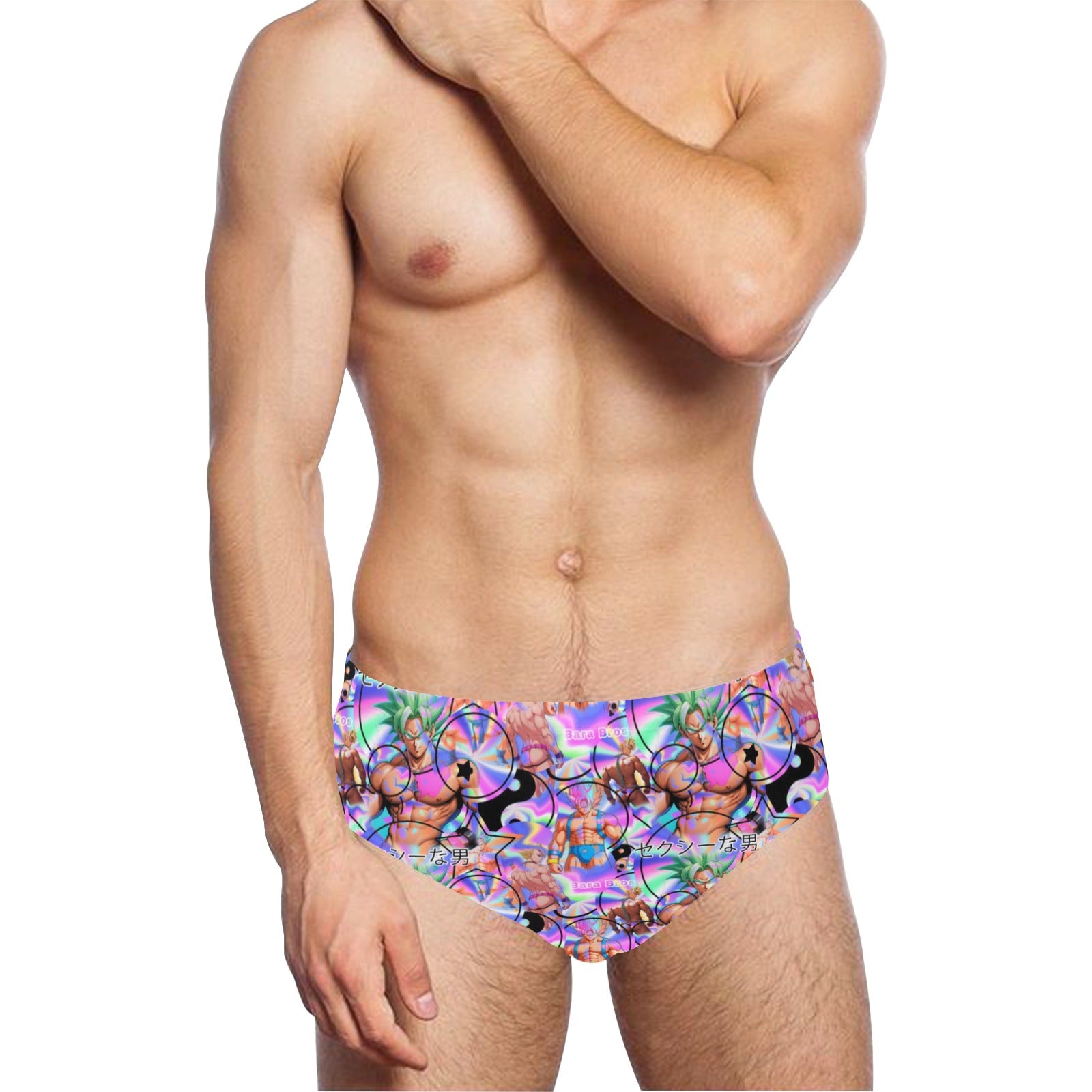 Men's Vaporwave Swimming Briefs – Retro Aesthetic Pool & Beach Wear Main image