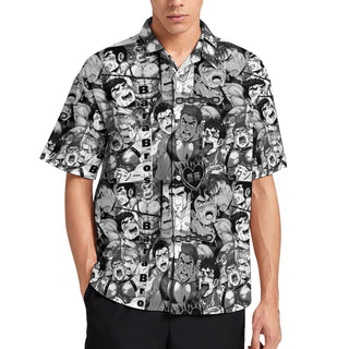 Men’s Gay Bara Art Button-Up Shirt – Stylish Gay Anime Shirt