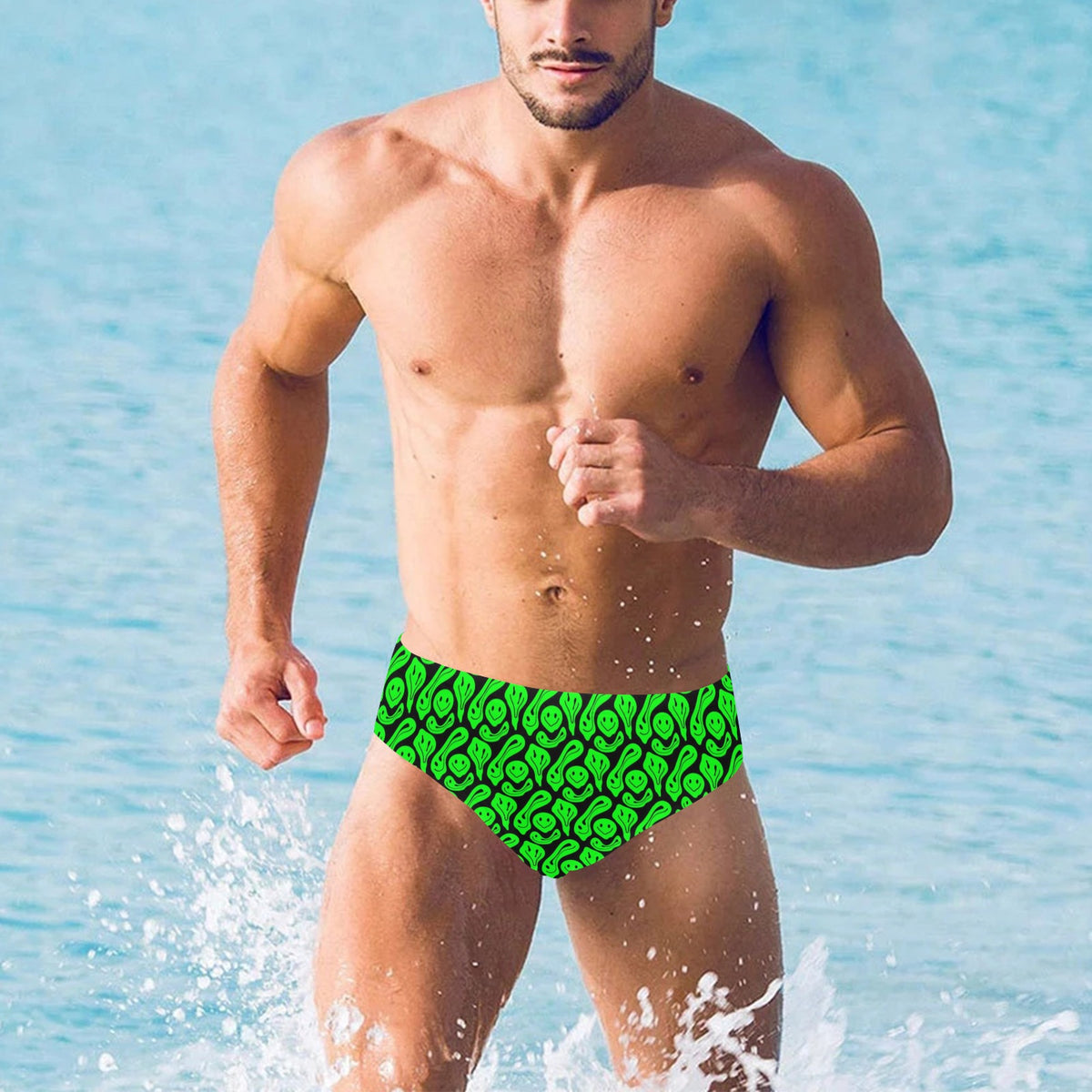 Trippy Smiley Pattern Men's Swimming Briefs