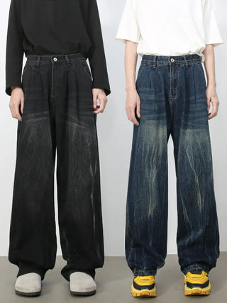 Men's High Waist Washed Jeans