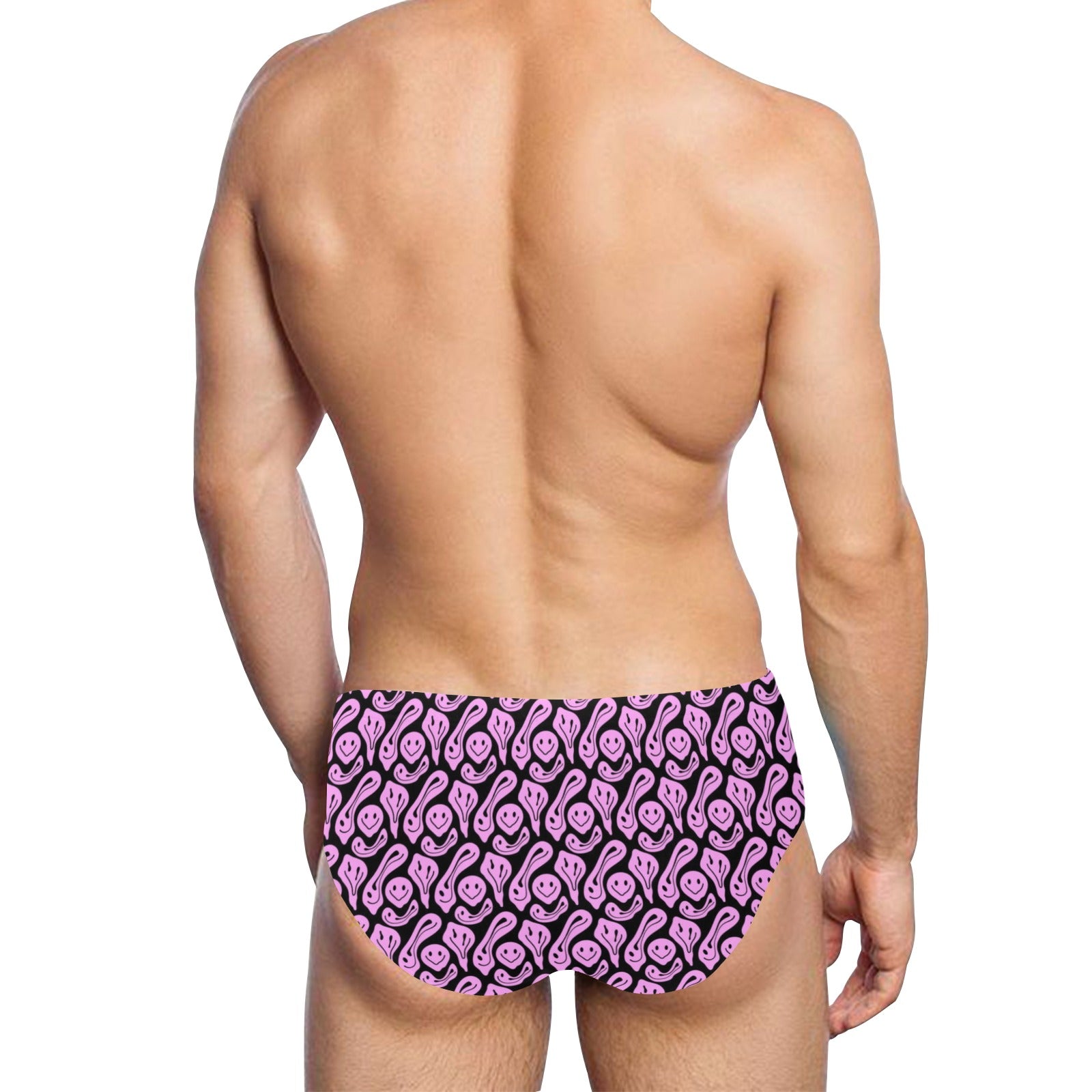 Pink Trippy Smiely Men's Swimming Briefs Secondary image