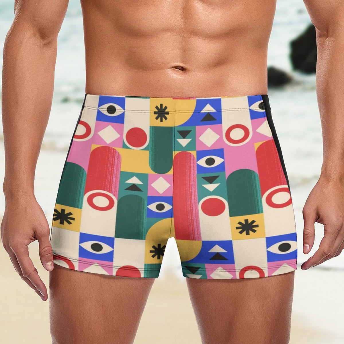 Retro Abstract Pattern Men's Swimming Trunks