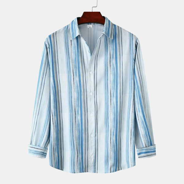 Men's Striped Button-Up Long Sleeve Shirt