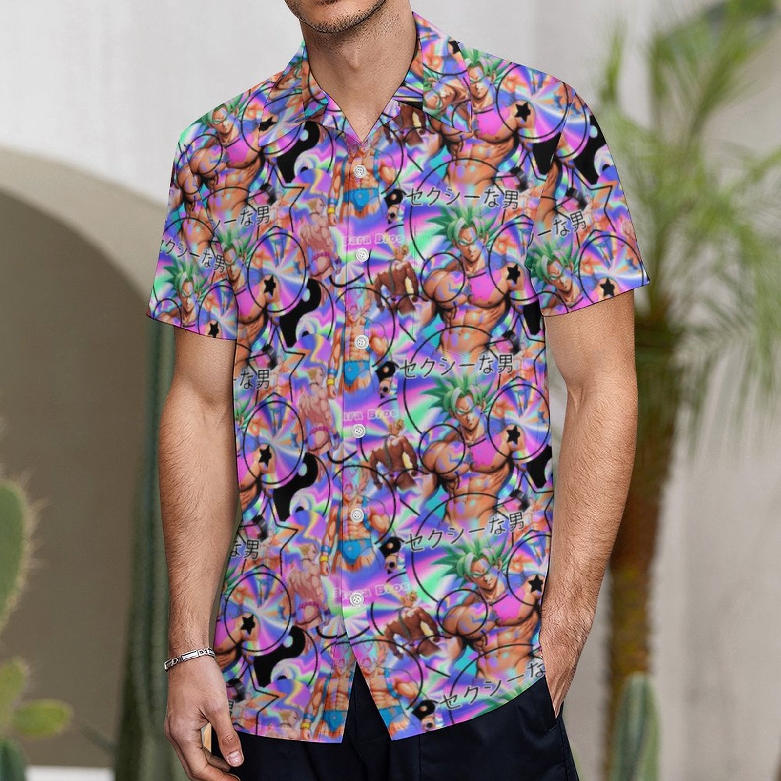 Vaporwave Men's Casual Short Sleeve Shirt Secondary image