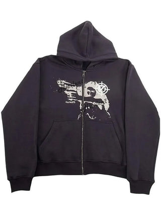 Men's Graphic Zip Up Long Sleeve Hoodie