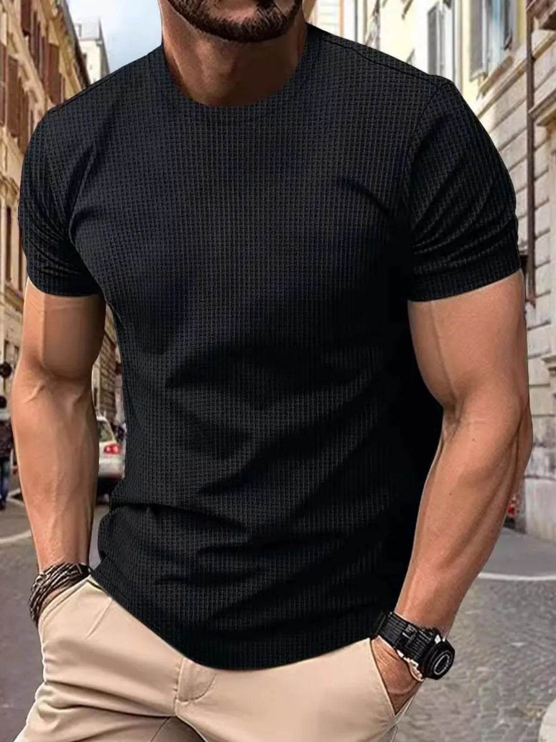 front view – Men's Full Size Round Neck Short Sleeve T-Shirt Plus Size | Bara Bros