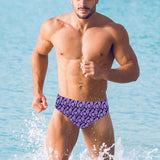 Purple Trippy Smiley Pattern Men's Swimming Briefs