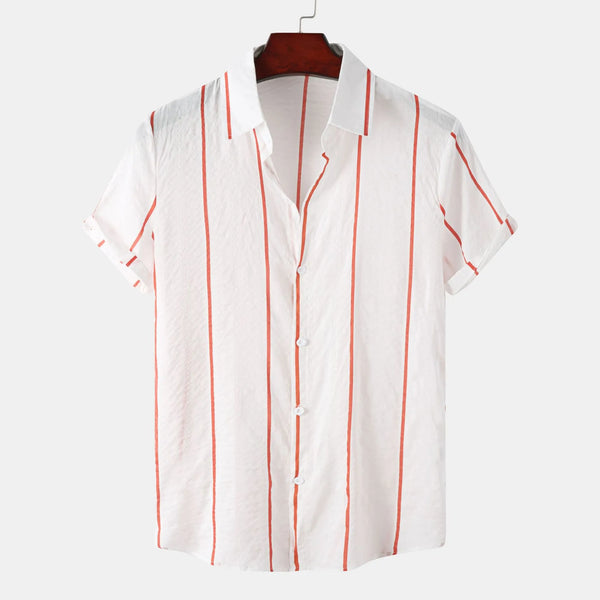 Men's Plus Size Casual Striped Short Sleeve Button Down Shirt