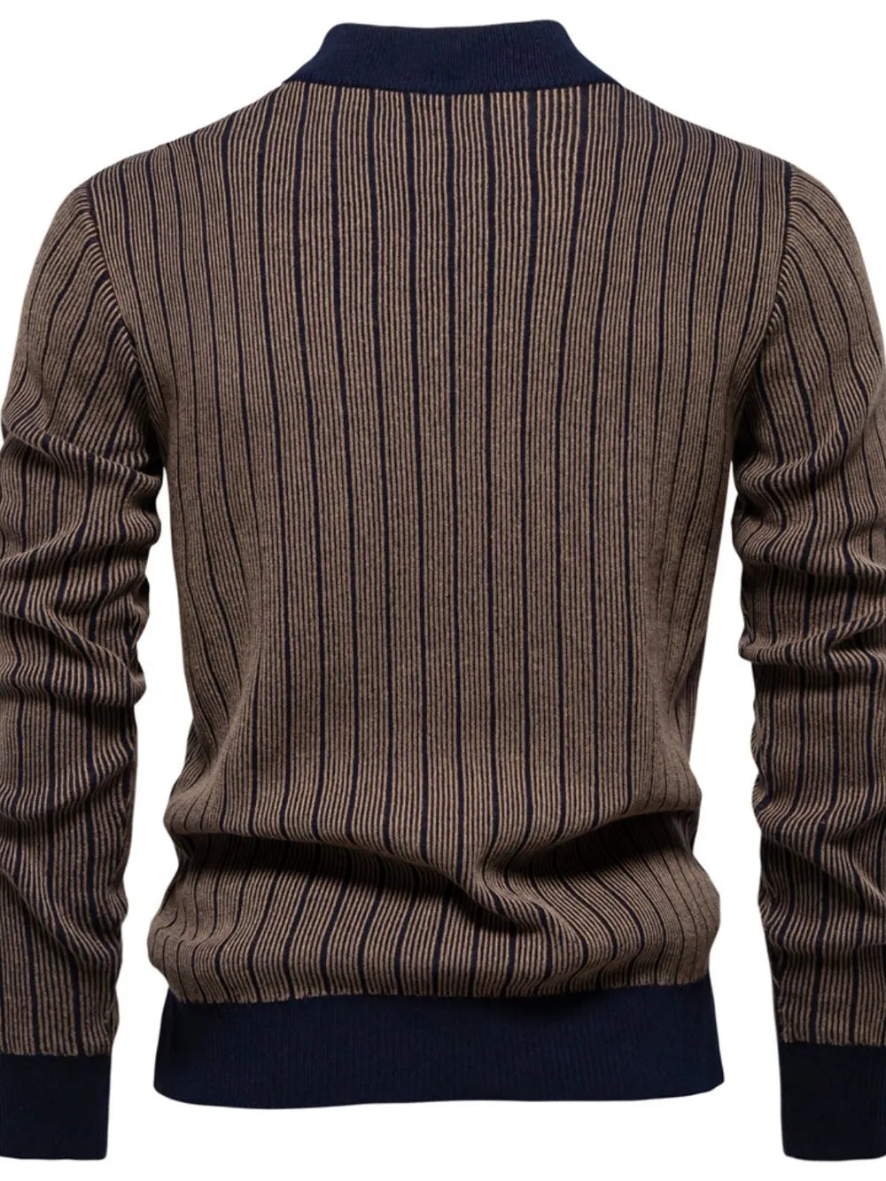 Men's Mock Neck Contrast Striped Sweater Secondary image