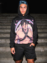 Kawaii Style Men's Long Sleeve Fleece Black Hoodie