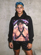 Kawaii Style Men's Long Sleeve Fleece Black Hoodie