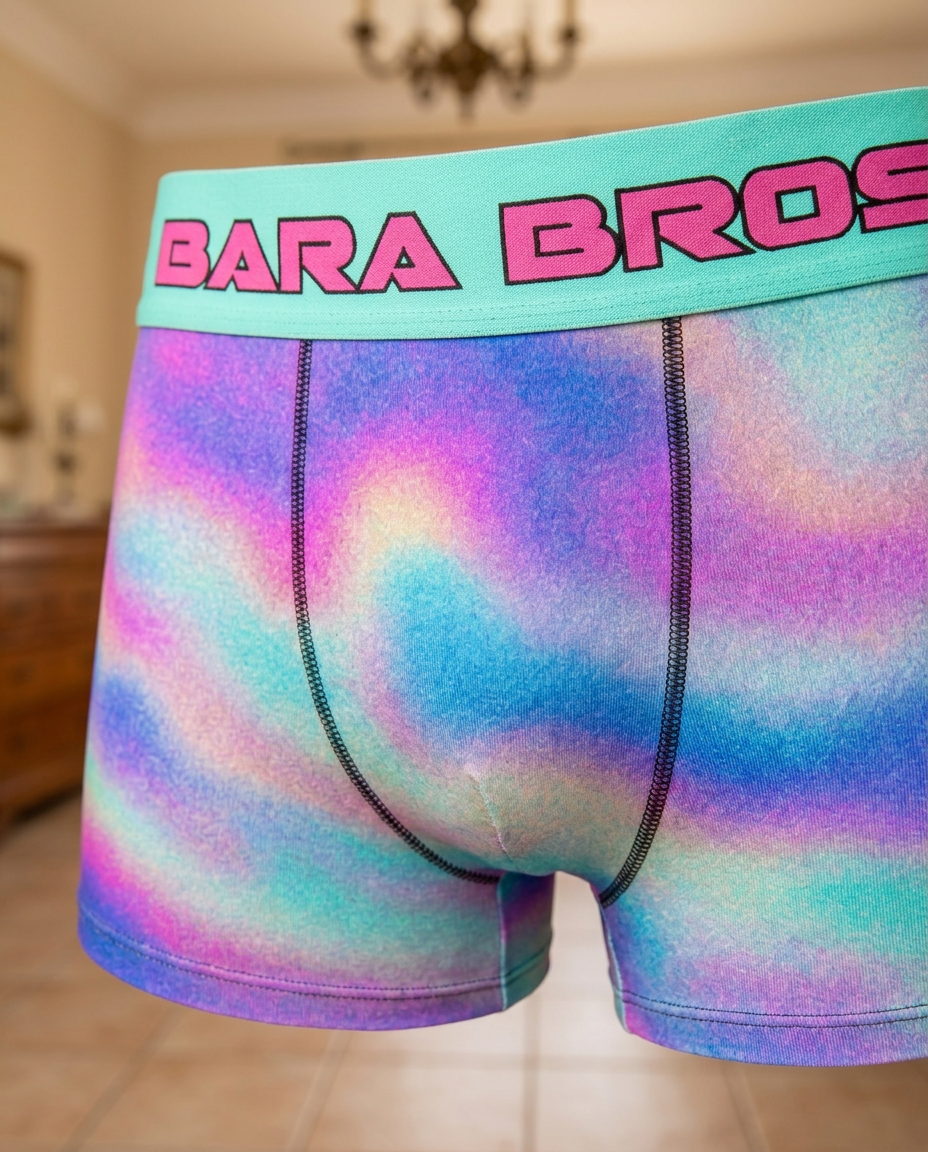 Trippy Colorful Waves Print Men's Boxer Briefs
