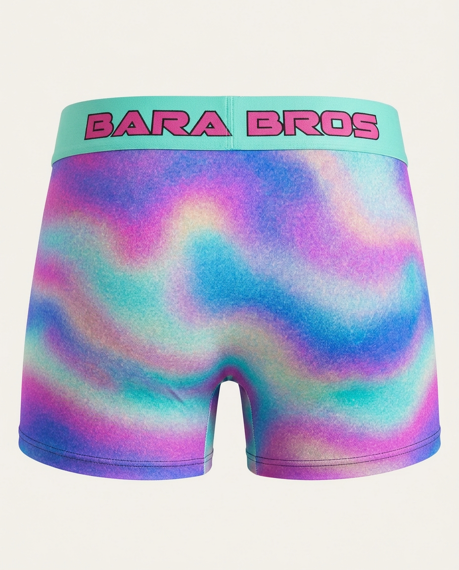 Trippy Colorful Waves Print Men's Boxer Briefs