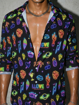 Neon Sign Pattern Mens Long Sleeve Shirt