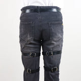 1PC Men's Punk Leather Thigh Harness Garter Belt With Leg Rings