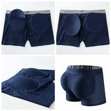 Men's Sexy Ice Mesh Breathable Butt Lift Boxer Briefs Underwear, Comfy Padded with Hip Pad Buttocks Trunk