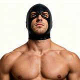 Cosplay Hood Head Faux Leather Mask Men Headgear Wet-Look Black 3 Holes Cover Face Mask CS Halloween Carnival Role Play